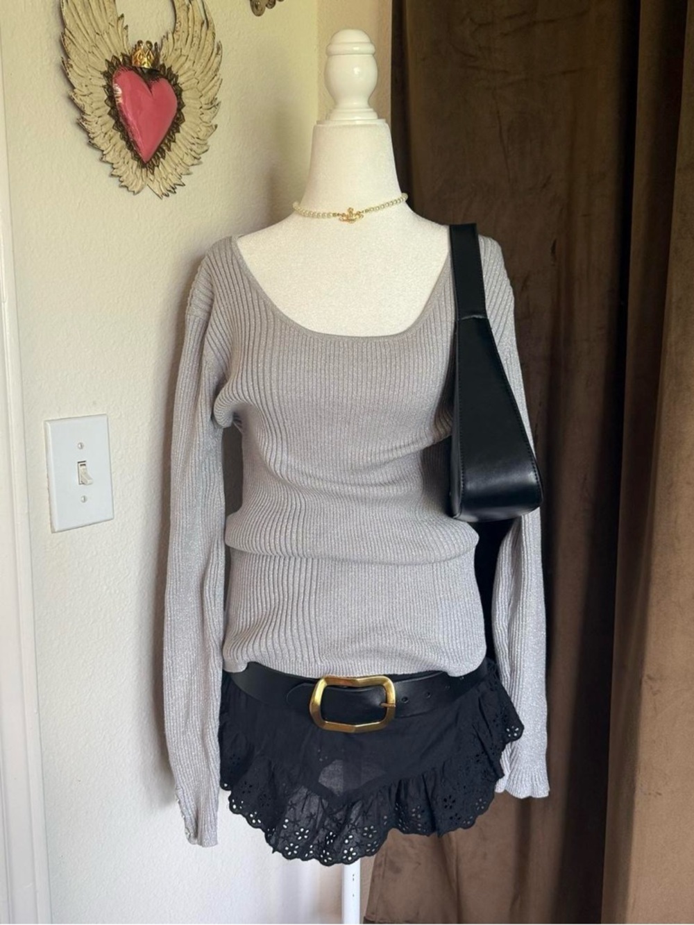 Style & Co. Gray Crew Neck Sweater